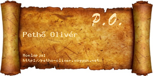 Pethő Olivér névjegykártya